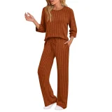 Long Sleeve Solid Color Two Piece Pants Set GYZY-6681