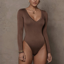 Long Sleeve V Neck Bodysuit GZJF-ZJ2201