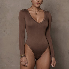 Long Sleeve V Neck Bodysuit GZJF-ZJ2201