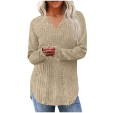 Loose V Neck Long Sleeve T Shirts GYZY-6685