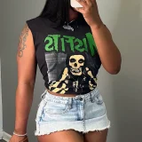 Letter Print Sleeveless Loose Tank Top GYZY-8827