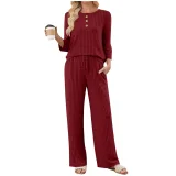 Solid Color Long Sleeve Two Piece Pants Set GYZY-6686