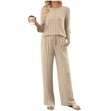 Solid Color Long Sleeve Two Piece Pants Set GYZY-6686