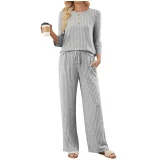 Solid Color Long Sleeve Two Piece Pants Set GYZY-6686