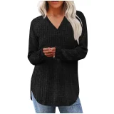 Loose V Neck Long Sleeve T Shirts GYZY-6685