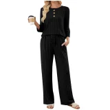 Solid Color Long Sleeve Two Piece Pants Set GYZY-6686