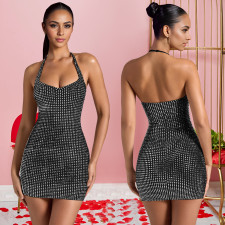 Hot Drill Halterneck Mini Dress GFYX-7179
