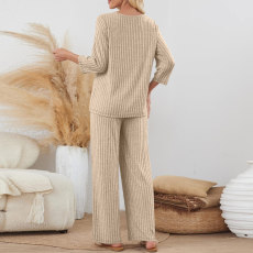 Solid Color Long Sleeve Two Piece Pants Set GYZY-6686