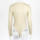 Long Sleeve Rib Solid Bodysuit GZJF-ZJ1207