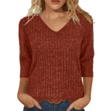 Long Sleeve V Neck T Shirt GYZY-6683
