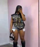 Letter Print Sleeveless Loose Tank Top GYZY-8827