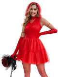 Halloween Ghost Bride Red Mini Dress GMMD-8113