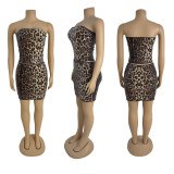 Leopard Print Sequin Tube Top Tank Tops GZIY-6020