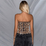 Leopard Print Sequin Tube Top Tank Tops GZIY-6020