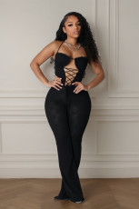 Lace Tie Up Jumpsuit YRST-T105