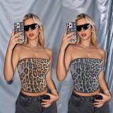 Leopard Print Sequin Tube Top Tank Tops GZIY-6020