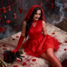 Halloween Ghost Bride Red Mini Dress GMMD-8113