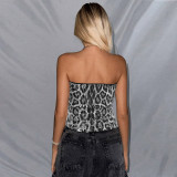 Leopard Print Sequin Tube Top Tank Tops GZIY-6020