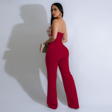 Sexy Wrap Chest Backless Jumpsuit GZIY-6079