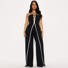 Fashion Wrap Chest Wide Leg Jumpsuit GZIY-6190