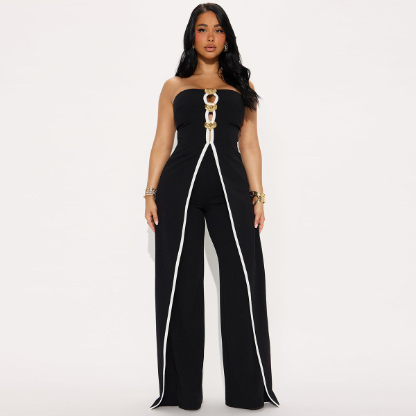 Fashion Wrap Chest Wide Leg Jumpsuit GZIY-6190