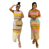 Casual Striped Tassel Knit Beach Dress TR-1346