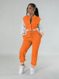 Color Block Long Sleeve Sport Two Piece Pants Set FENF-6007