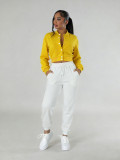 Color Block Long Sleeve Sport Two Piece Pants Set FENF-6007