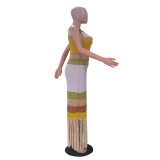 Casual Striped Tassel Knit Beach Dress TR-1346