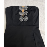 Diamond Bow High-Slit Maxi Dress GZIY-6012