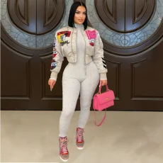 Long Sleeve Print Casual Jackets Coats YNSF-8007