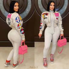 Long Sleeve Print Casual Jackets Coats YNSF-8007