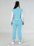 Color Block Long Sleeve Sport Two Piece Pants Set FENF-6007