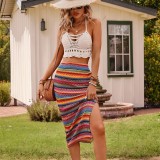 Print Knits Split Half Body Skirt GZIY-6272