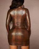 Long Sleeve Solid Color Bodycon Dress GFMA-0406