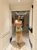 Casual Striped Tassel Knit Beach Dress TR-1346