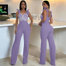 Sleeveless Webbing Embroidered Jumpsuit GZIY-6252