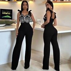 Sleeveless Webbing Embroidered Jumpsuit GZIY-6252