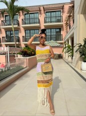 Casual Striped Tassel Knit Beach Dress TR-1346