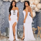 Diamond Bow High-Slit Maxi Dress GZIY-6012