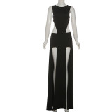 Solid Color Patchwork Sleeveless Sexy Skirt Suit GZJQ-K25S82885