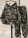 Kids Canouflage Print Hooded Sweatshirt Pants Suit GYMF-167