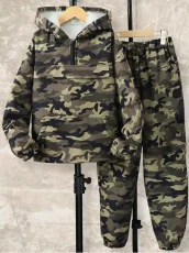 Kids Canouflage Print Hooded Sweatshirt Pants Suit GYMF-167