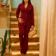 Plus Size Fashion Tie Up Blazer Two Piece Pants Set GATE-601