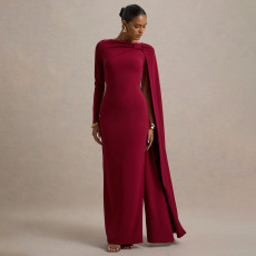 One-Shoulder Ribbon Long-Sleeve Maxi Dress YF-10897