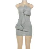 Wrap Chest Solid Color Mini Dress DLSF-K25D80430