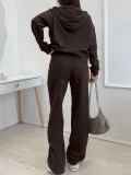 Plus Size Solid Color Long Sleeve Hoodies Pants Suit GCZF-8641
