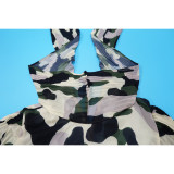 Camouflage Print Press Pleated Long Dress YF-20056