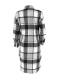 Plaid Print Long Sleeve Long Coats YH-5339