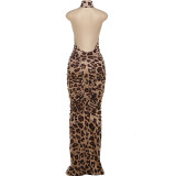 Print Sleeveless Halterneck Backless Maxi Dress GZJQ-K25D83082